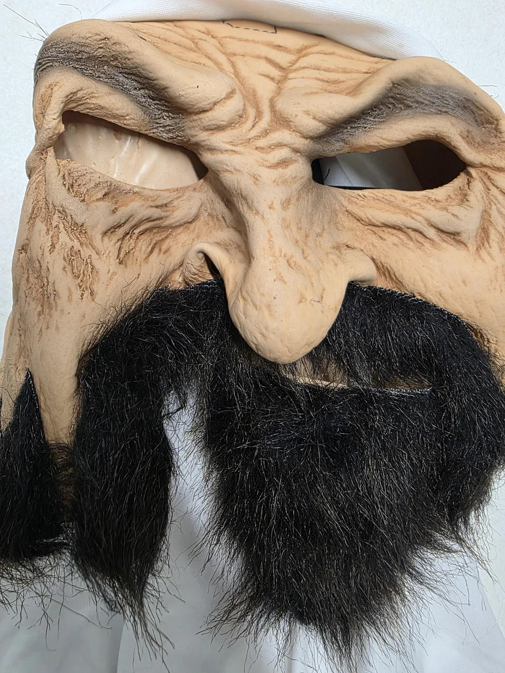 Vintage Sheik Arab Character Halloween Mask Beard White Headscarf Full Face